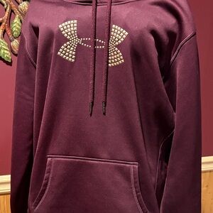 Studded Under Armour Maroon Hoodie with Logo